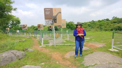 Aaliya Sultana Babi at the Dinosaur Museum. Courtesy Khursheed Dinshaw
