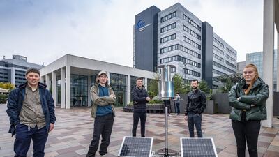 The flatpack wind turbine was invented by a Scottish pupil and developed into a viable prototype by several teams of undergraduate engineers. PA