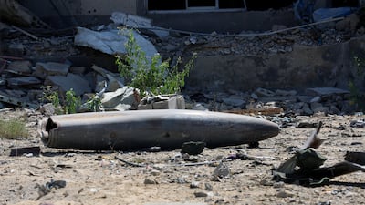 The remains of a munition in Khan Younis, Gaza. The enclave is now littered with unexploded mines, roadside bombs and rockets. Reuters