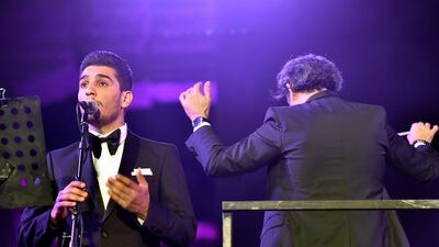 Palestinian singer Mohammed Assaf performs on stage during the annual Baalbeck International Festival (BIF) in Baalbeck, Beqaa Valley, Lebanon, 20 July 2019. The festival runs from 05 July to 03 August 2019. Photo: EPA