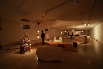 The gallery space is transformed into a sprawling majlis that invites guests to discover varied sounds, textures and crafts. Photo: TBA21