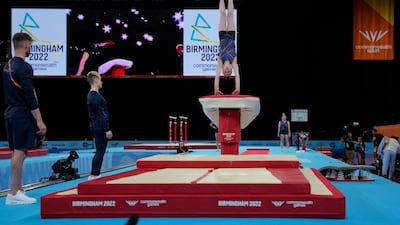 Scotland's Eilidh Gorrell takes part in a gymnastics training session. AP