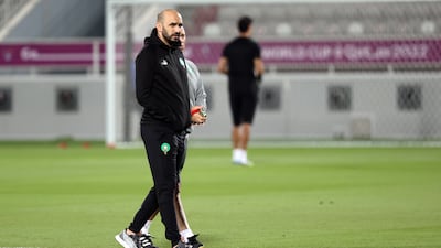 Morocco's head coach Walid Regragui oversees training. EPA