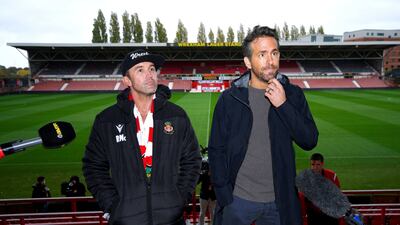 Wrexham co-chairmen Rob McElhenney, left, and Ryan Reynolds in Wales. PA