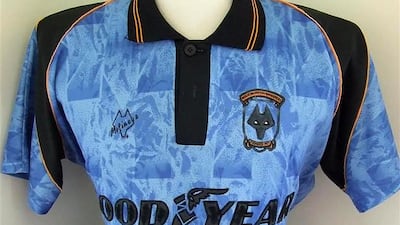 3) 1992/94 away: Something a bit different from Molineux here. A light blue kit with distinctive pattern throughout, dark colour with gold trim collar and strap across shoulders employing the same colour. The team, though, would finish three points and two places outside the Championship play-offs in the kit's second season. Courtesy Football Kit Archive