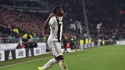 Moise Kean of Juventus celebrates after scoring his second goal against Udinese. Getty Images
