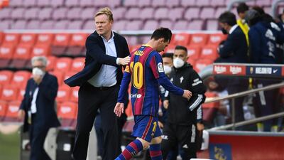 It remains to be seen whether Ronaldo Koeman or Lionel Messi will still be at Barcelona next season. Getty