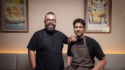 Chefs Mohamad Orfali, left, and Abhiraj Khatwani, the men behind Manao, which recently earned a Michelin star. Antonie Robertson / The National