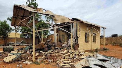 This picture shows a general view of a destroyed building after the Rapid Support Forces targeted several civilian facilities in Al Rahad Abu Dakna, one of the largest towns in North Kordofan State. AFP