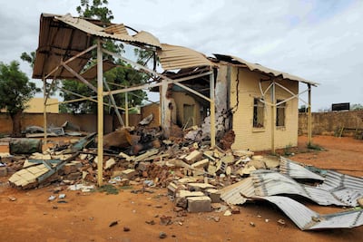 A destroyed building after the Rapid Support Forces targeted Al Rahad Abu Dakna, one of the largest cities in North Kordofan state. AFP