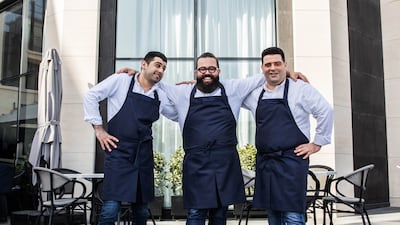 From left, Wassim, Mohammad and Omar are behind Orfali Bros, which has been promoted from one to two stars in the Michelin Guide Dubai 2026. Photo: Orfali Bros