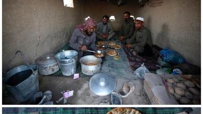 Shir Alam, 31, left, preparing shorba, an Afghan soup made from beef or lamb, which is served with bread and potatoes for iftar with colleagues in Kabul, Afghanistan on June 12, 2016. Photo by Omar Sobhani