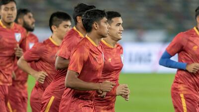 India's players train at Zayed Sports City Stadium ahead of their Asian Cup Group A match with the UAE on Thursday night. All photos by Antonie Robertson.