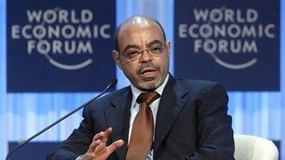 Ethiopia's Prime Minister Meles Zenawi is pictured last January at the World Economic Forum (WEF) in Davos. Mr Zenawi has died in Belgium after a long battle with illness.