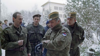 Bosnian Serb general Ratko Mladic near Sarajevo in February 1994. AFP