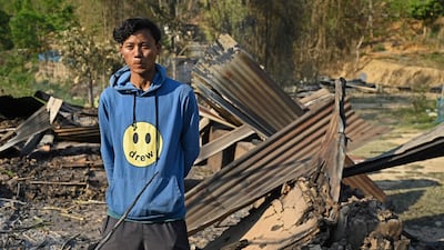 Sanatomba, whose sister's house was set alight by a mob in Heiroklian village in the Senapati district of Manipur. AFP