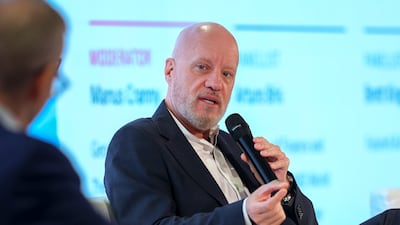Brett King, futurist and author, speaks during panel discussion on Future of Banking at the FAB/IMD Competitiveness Summit in Abu Dhabi. Victor Besa / The National