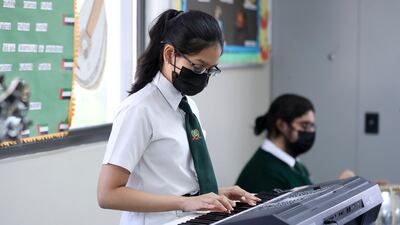 Singing rehearsals for Expo 2020 Dubai are under way at Delhi Private School. Khushnum Bhandari/ The National