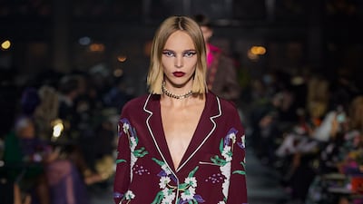 A pyjama set look from the Valentino spring/summer 2022 show in Paris