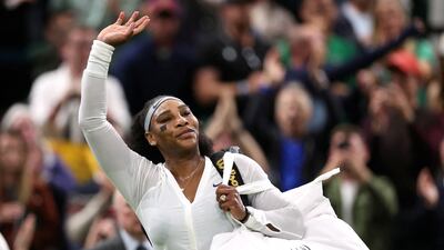 American Serena Williams leaves the court after losing her first-round Wimbledon match to Harmony Tan of France. Reuters.
