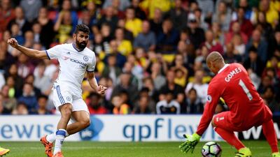 Diego Costa scores the winning goal. Tony O’Brien / Reuters