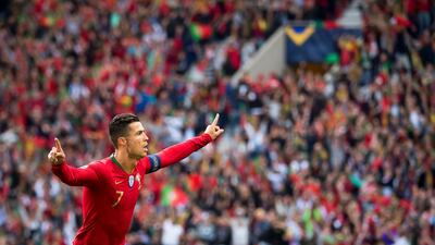 Ronaldo celebrates his opening goal. EPA