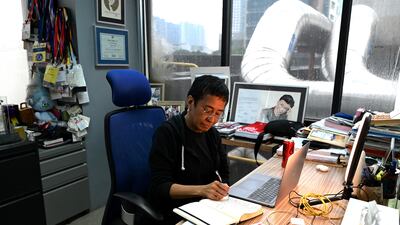 Ressa in her office at Rappler's headquarters in Pasig, in July 2022. AFP