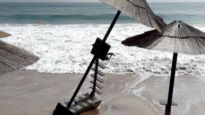 “The seawater took many of our umbrellas, sunbeds and wooden partitions that were placed on the beach and destroyed our beach restaurant,” said Mr Helmy