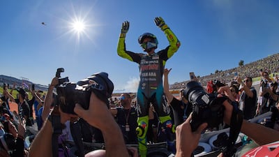 MotoGP - Valencia Grand Prix - Circuit Ricardo Tormo, Cheste, Spain - November 14, 2021 Petronas Yamaha SRT's Valentino Rossi reacts after competing in his last ever race REUTERS / Pablo Morano