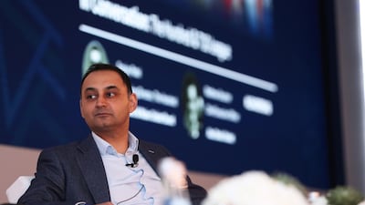 Sanjay Patel, managing director of The Hundred, speaks at the Leaders Sports Business Summit at Yas Marina. Courtesy Abu Dhabi Sports Council