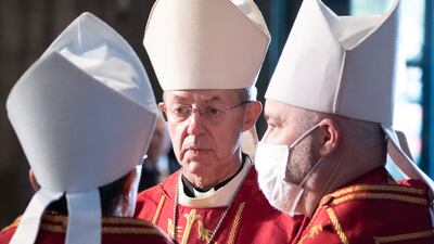The Archbishop of Canterbury, Justin Welby, centre, warned of the effects of climate change on less wealthy nations. PA
