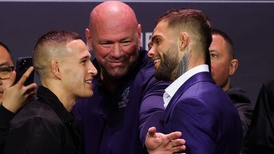 Kai Kara-France of New Zealand and Cody Garbrandt face off. Getty Images