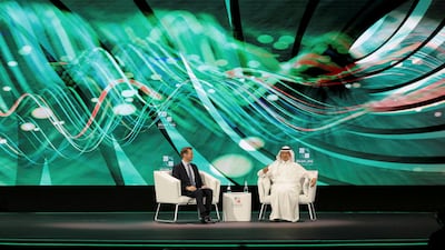 Saudi Arabia's Minister of Energy Prince Abdulaziz bin Salman Al Saud, right, at the 10th Arab-China Business Conference in Riyadh. Reuters
