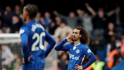 Chelsea's Marc Cucurella looks on after Manchester City's Nico O'Reilly scores the first goal. Reuters