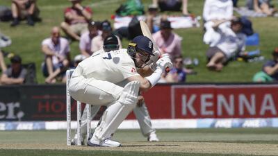 England's Jack Leach ducks under bouncer. AP