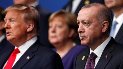 Turkish president Recep Tayyip Erdogan, right, poses for pictures with Donald Trump, his US counterpart, and other Nato leaders in London last week. Turkey recognises the benefits of its relations with Europe, its largest trading partner, the utility of ties with the US, and by extension, the Nato alliance. Reuters