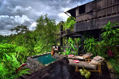 A pool deck at the ultra-luxury Capella Ubud, Bali. Photo: Capella Hotel Group