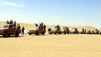Pro-Yemeni government fighters gather ahead of an offensive against Al Qaeda-held towns in Shabwa province in February 2016. The UAE has trained Yemeni fighters from the strategic port of Belhaf to defend the city from extremists. EPA