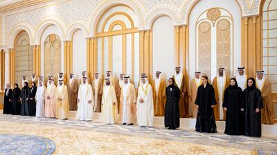 The new Cabinet is brought together for a swearing-in ceremony.