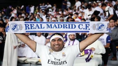 Real Madrid fans before the Club World Cup final between Real Madrid and Al Ain at Zayed Sports City Stadium, Abu Dhabi. Chris Whiteoak / The National