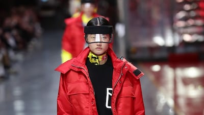 A model walks the runway at the fashion debut of the first co-ed Ferrari collection at Ferrari Factory on June 13, 2021 in Maranello, Italy. Getty Images