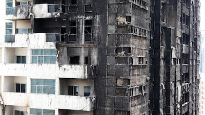 A view of one of the towers damaged in the fire. Pawan Singh / The National
