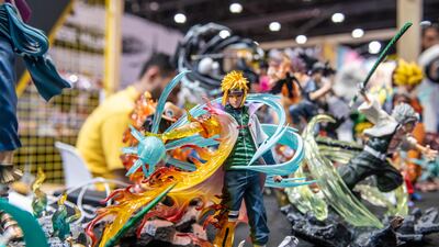 An anime sculpture on display