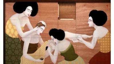 Appearance of Control(2010). Oil on wooden panels (sliding puzzle).