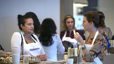 Linda Skerry chats with Laura Conner, as they and other guests socialise before their #healthyliving cooking experience, organized by The National. Silvia Razgova / The National