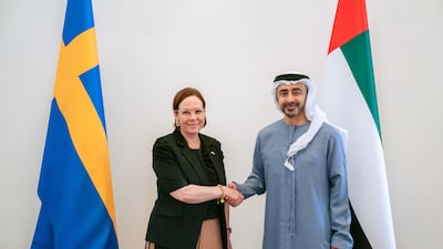 Sheikh Abdullah bin Zayed, Deputy Prime Minister and Minister of Foreign Affairs, receives Maria Malmer Stenergard, Sweden's Minister for Foreign Affairs. Wam