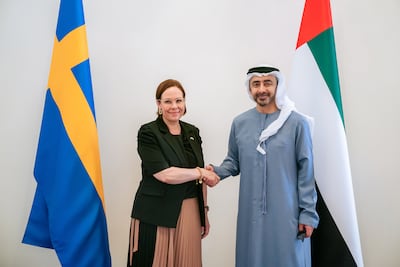 Sheikh Abdullah bin Zayed, Deputy Prime Minister and Minister of Foreign Affairs, received Maria Malmer Stenergard, Minister for Foreign Affairs of Sweden. Wam