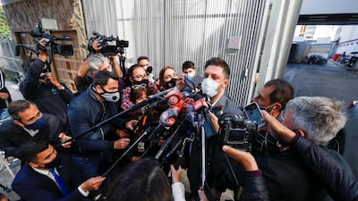 Matias Morla, lawyer Diego Maradona, speaks to the press. Reuters