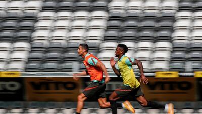 Cristiano Ronaldo trains ahead of Portugal's match with Sweden. EPA