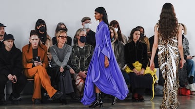 Models wearing the Proenza Schouler collection at the fashion week. AP